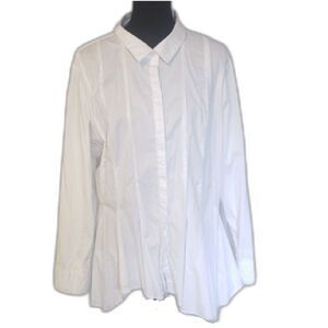 Ashley Stewart White Button-up Asymmetrical Collared Shirt